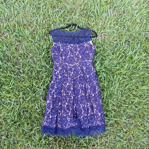 Eliza J 6 navy lace sleeveless fit and flare party dress - Picture 5 of 6